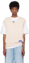 Jw Anderson Pink Sleeveless Vest With V Neck And Contrasting Logo Embroidery On The Front In 301