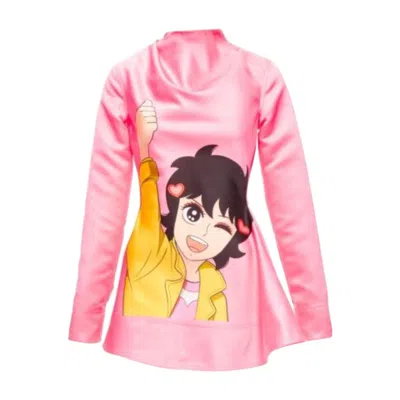Pre-owned Jw Anderson Pink Run Hany Manga Print Irregular Cut Peplum Mini Dress Uk6 Xs