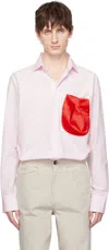 Jw Anderson Men's Dress Shirt With Satin Balloon Pocket In 324