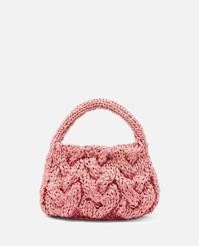 JW ANDERSON PINK SMALL CABLE KNIT BAG