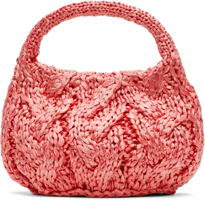 Jw Anderson Pink Small Cable Knit Bag In 340 Bubblegum