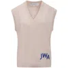Jw Anderson Pink Sleeveless Vest With V Neck And Contrasting Logo Embroidery On The Front