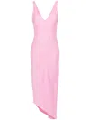 Jw Anderson V-neck Satin Midi Dress In Pink