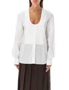 Jw Anderson Women's Pintuck Bib Shirt In White
