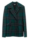 Jw Anderson Plaid-pattern Double-breasted Blazer In Green