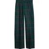 Jw Anderson Plaid Pleated Straight Leg Wool Trousers In Green
