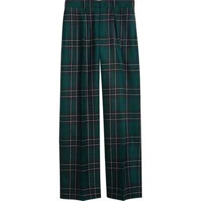 JW ANDERSON JW ANDERSON PLAID PLEATED STRAIGHT LEG WOOL TROUSERS