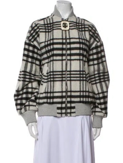 Pre-owned Jw Anderson Plaid Print Fur Coat In Multi