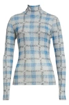 Jw Anderson J. W. Anderson Fitted Turtleneck With All-over Logo Print In Blue