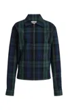 Jw Anderson Plaid Zipped Cotton Jacket In Green
