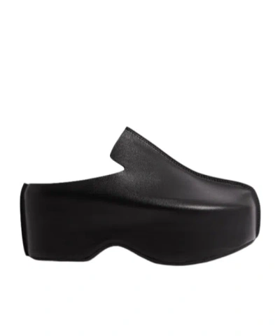 Jw Anderson Platform Clog - Heeled Leather Mules In Black