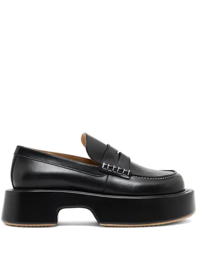 Jw Anderson Platform Leather Loafers In Black