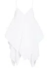 Jw Anderson Pleated Asymmetric Chiffon Top In White