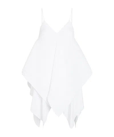 Jw Anderson W Anderson Womens Pleated V-neck Woven Top White