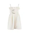 Jw Anderson Belted Pleated Mini Dress In White