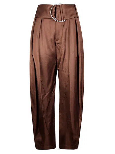 Jw Anderson Pleated D Ring Trousers In Brown