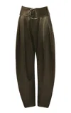 Jw Anderson Pleated D-ring Satin Trousers In Green