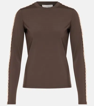 Jw Anderson Pleated Jersey Top In Brown