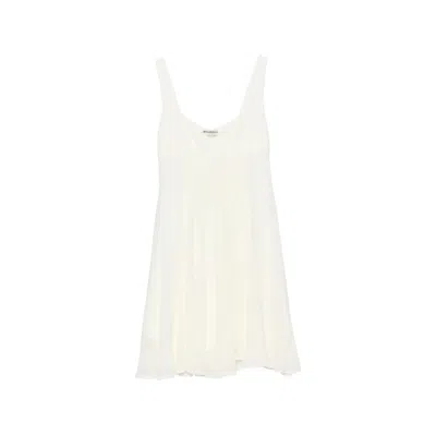 Jw Anderson Pleated Sweetheart Neckline Dress In White
