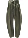 Jw Anderson Pleated D-ring Satin Trousers In Green