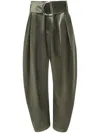 Jw Anderson Pleated D-ring Satin Trousers In Green