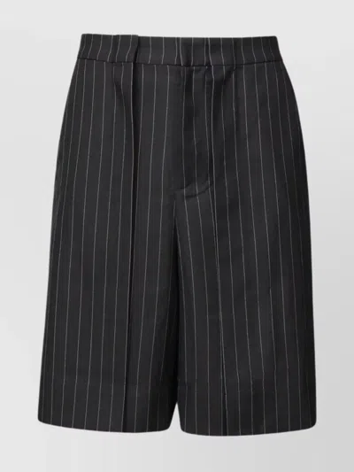 Jw Anderson Pleated Wool High Waist Shorts In Grey