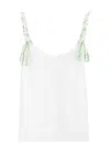 Jw Anderson Tulle Top With Braided Straps And V Neckline In Off White