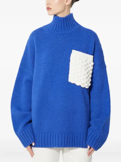 Jw Anderson Pocket Turtleneck Sweater In Blue