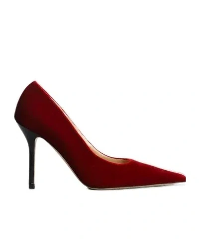 Jw Anderson Pointed-toe Velvet Pumps In Red