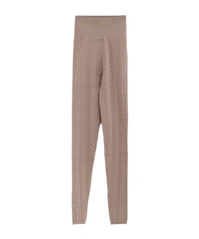 Jw Anderson Pointelle Bow Leggings In Brown