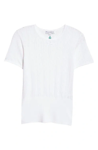 Jw Anderson Pointelle Cotton & Cashmere Sweater In White