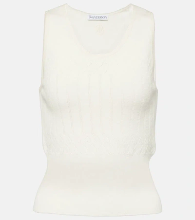 Jw Anderson Pointelle Cotton-blend Tank Top In White