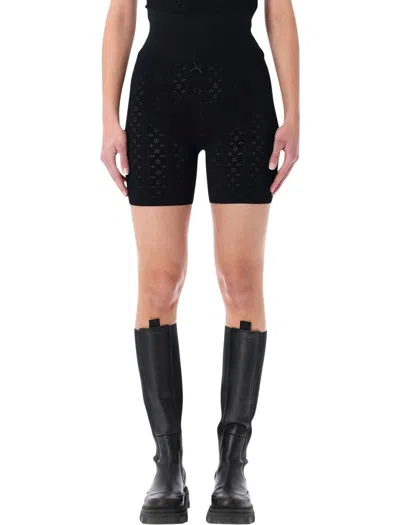 Jw Anderson Bow-embellished Pointelle-knit Recycled-jersey Shorts In Black