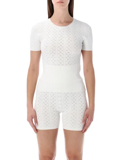 Jw Anderson Pointelle Knit T-shirt In White