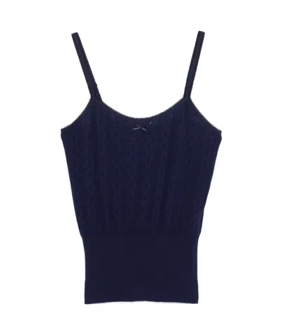Jw Anderson Pointelle Knit Top In Navy