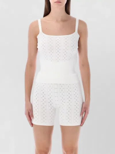 Jw Anderson Pointelle Knit Top Bow Detail Viscose In White
