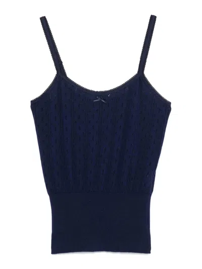 Jw Anderson Pointelle Knit Top In Navy