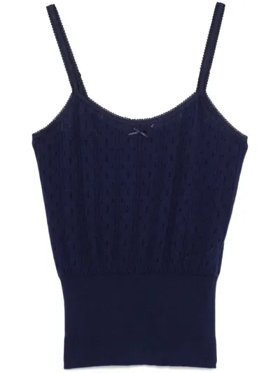 Jw Anderson Pointelle Knit Top In Navy