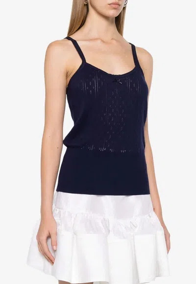 Jw Anderson Pointelle Knit Top In Navy