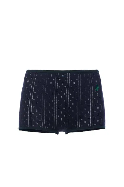 Jw Anderson Pointelle Mini Short In Navy