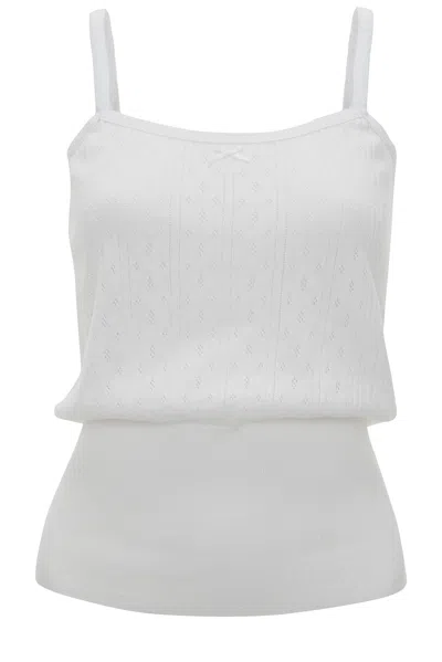 Jw Anderson Cotton Pointelle Straight Neck Tank Top In White