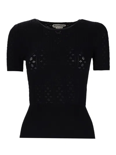 Jw Anderson Short-sleeved Crewneck T-shirt In Black