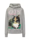 Jw Anderson Grey Cat Print Hoodie In Mid Grey Melange