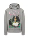 Jw Anderson Cat Print Hoodie Mid Grey Melange In Mid Grey Melange