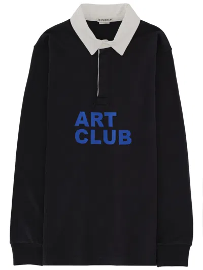 Jw Anderson Logo-embroidered Polo Shirt In Black