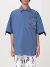 Jw Anderson Polo Shirt With Quilted Pocket In Blue