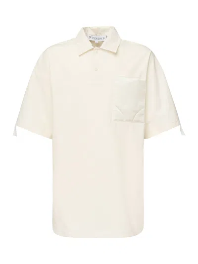 Jw Anderson Polo Shirt With Quilted Pocket In White