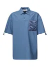 Jw Anderson Polo Shirt With Quilted Pocket In Light Indigo