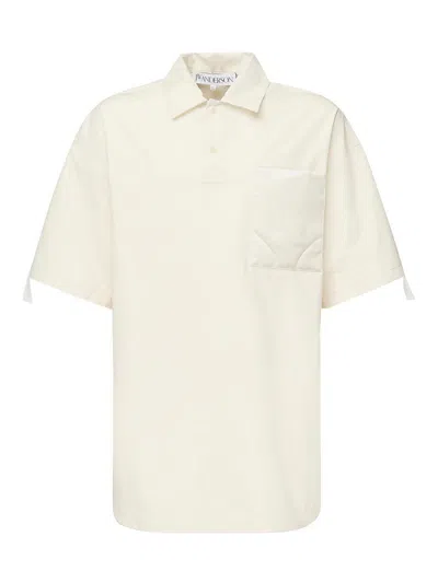 Jw Anderson Polo Shirt With Quilted Pocket In White