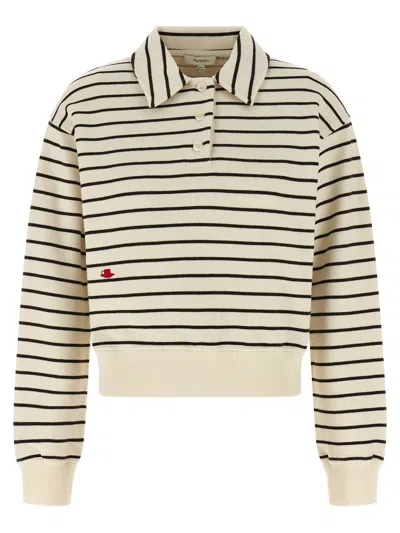 Jw Anderson Striped Ribbed Knitwear Sweater In Gray
